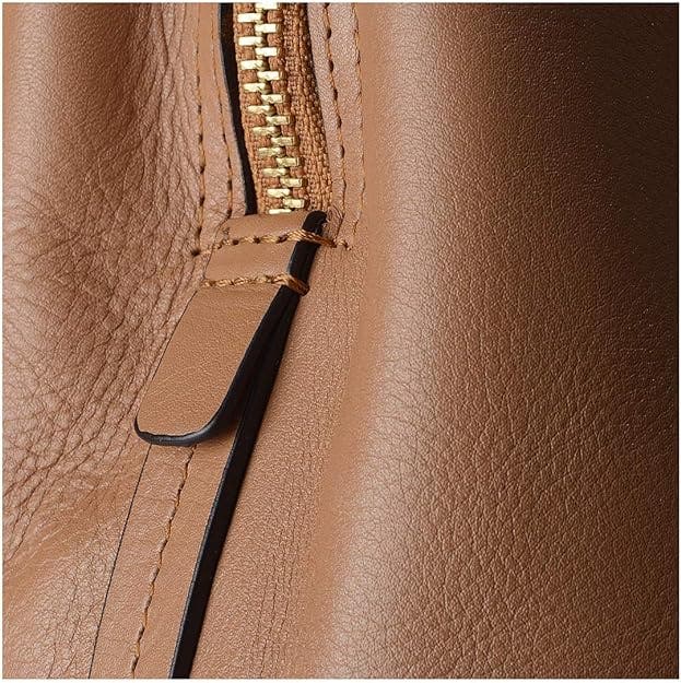 Dukes Place Leather Medium Ziptop Grab Bag in Dark Butter - H2062260