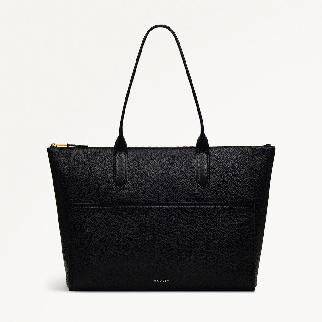 Oak Street Leather Medium Ziptop Tote Bag in Black - H2068001