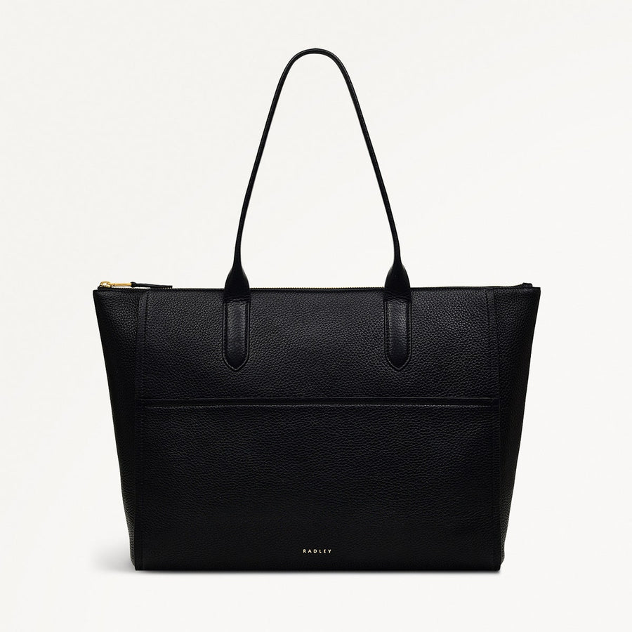 Oak Street Leather Medium Ziptop Tote Bag in Black - H2068001