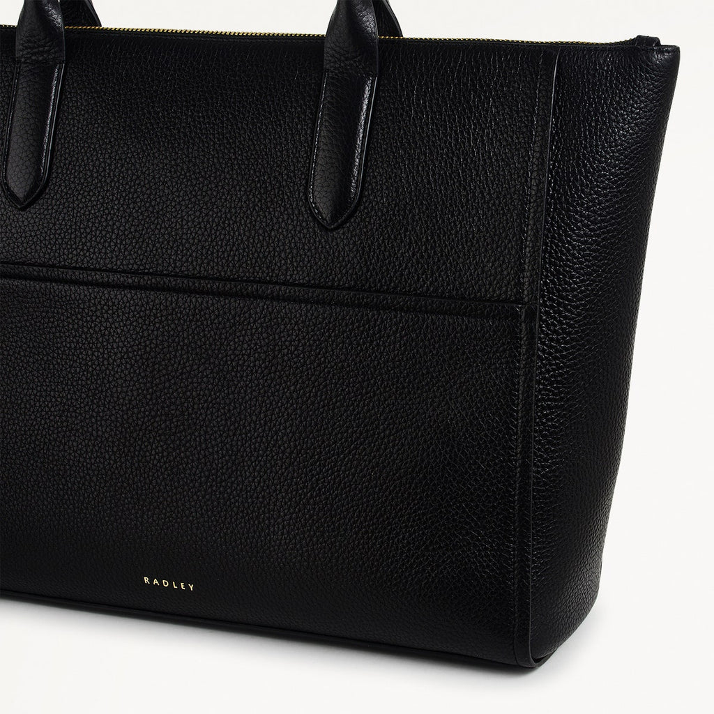 Oak Street Leather Medium Ziptop Tote Bag in Black - H2068001