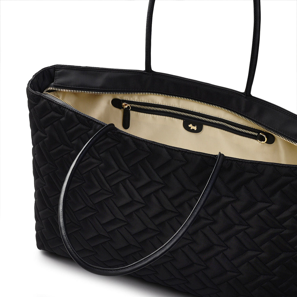 Holland Park Fabric Large Ziptop Tote Bag in Black - H2070001