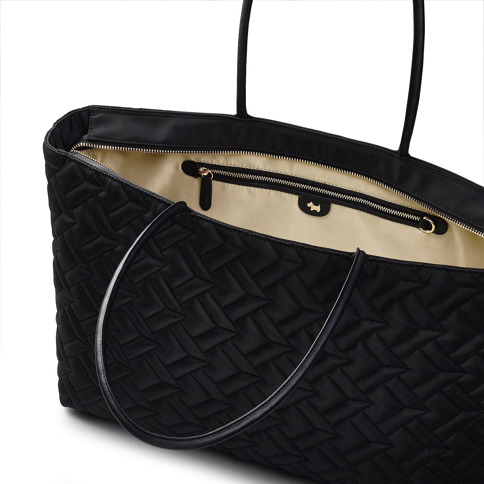 Holland Park Fabric Large Ziptop Tote Bag in Black - H2070001