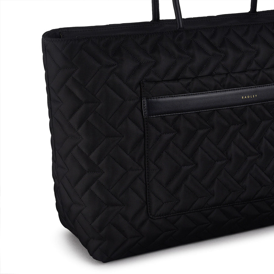 Holland Park Fabric Large Ziptop Tote Bag in Black - H2070001