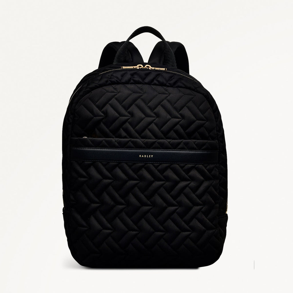 black quilted mini backpack Responsible Black Backpack | Holland Park Quilt AW24