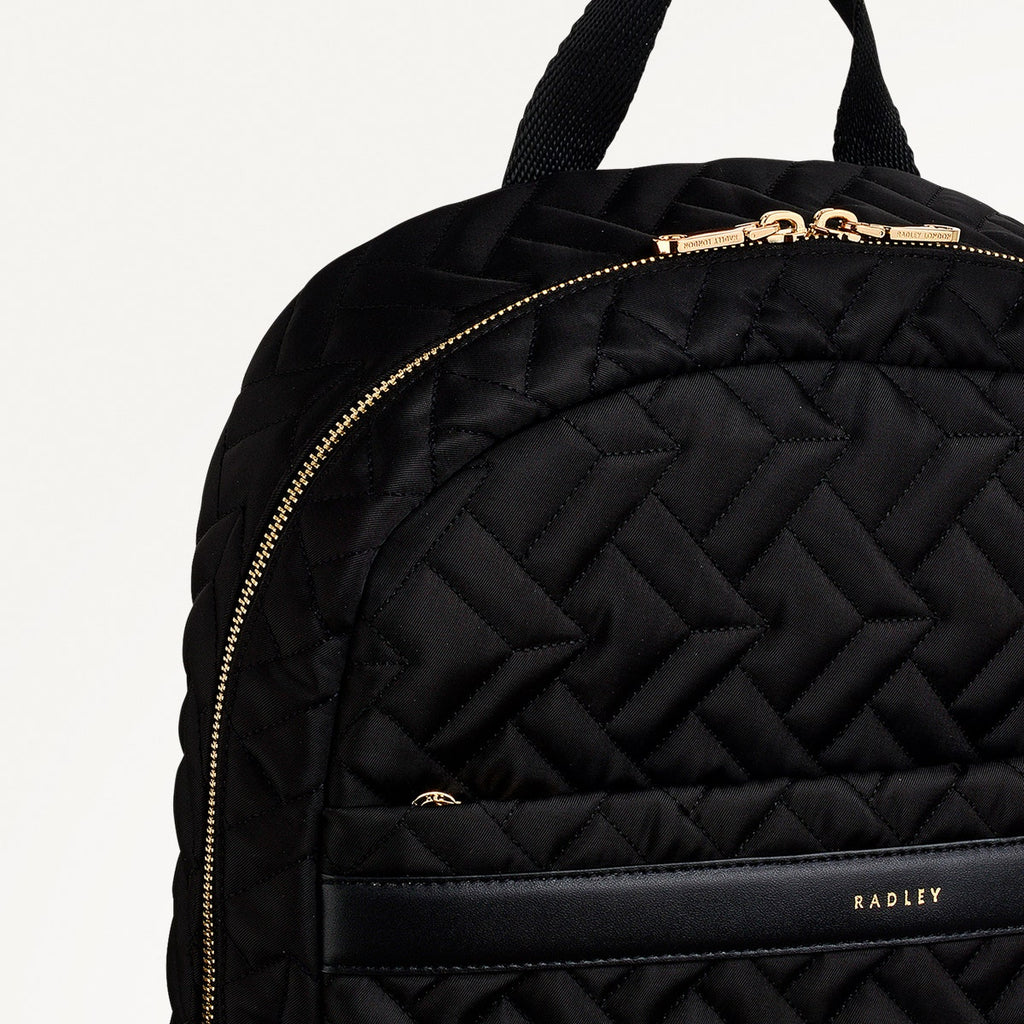 Holland Park Fabric Medium Ziptop Backpack in Black - H2074001