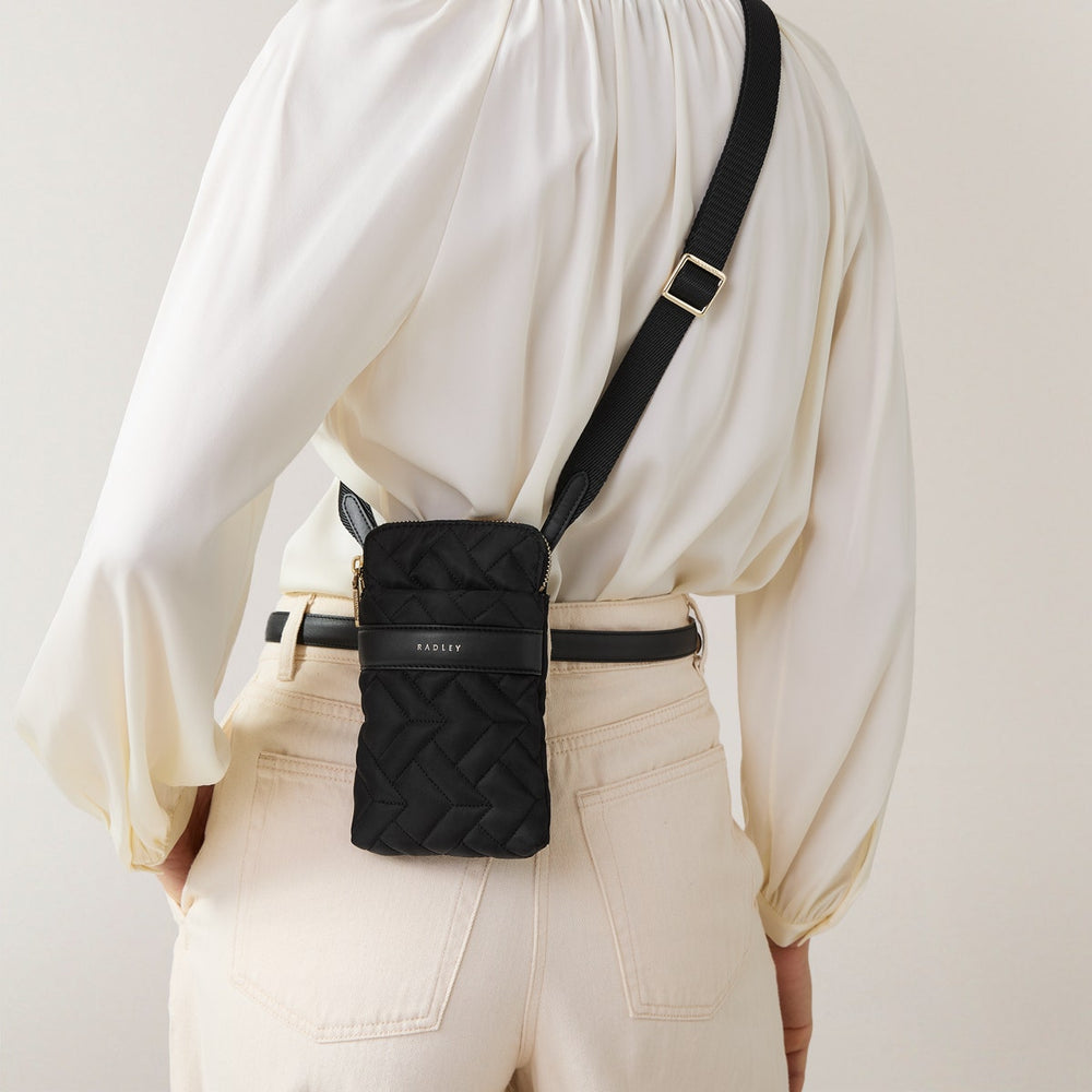 Holland Park Fabric Medium Zip Around Phone Crossbody Bag in Black - H2075001