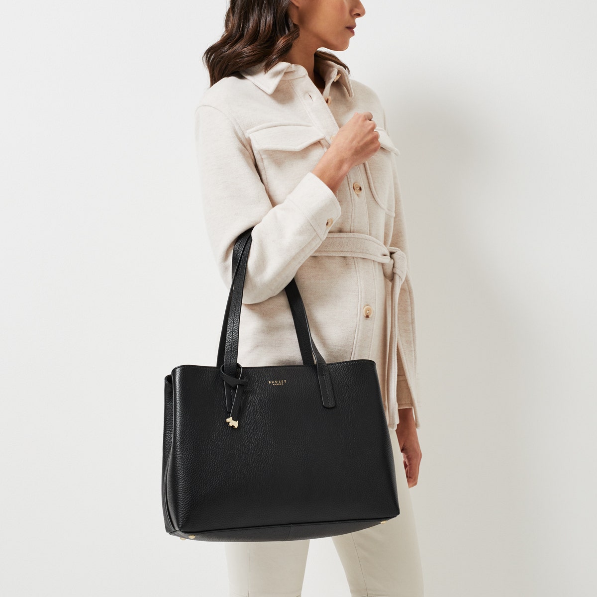 Dukes Place Leather Large Ziptop Workbag Bag in Black - H2078001