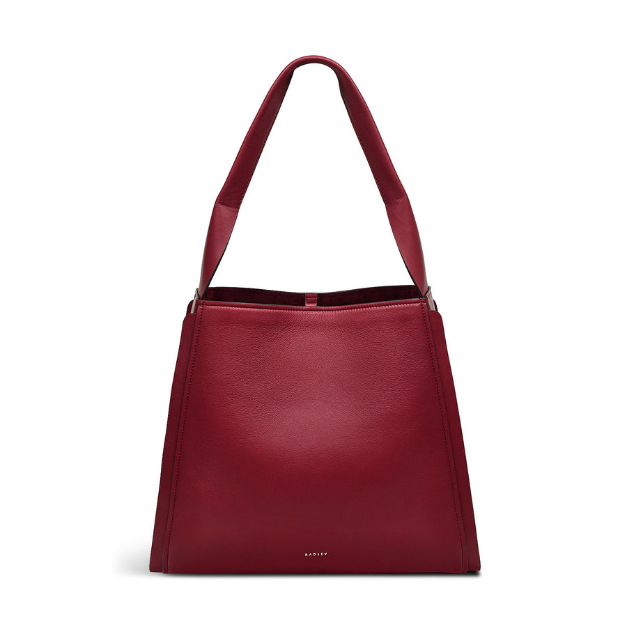The Belgrave Leather Large Open Top Shoulder Bag in Cranberry - H2078604