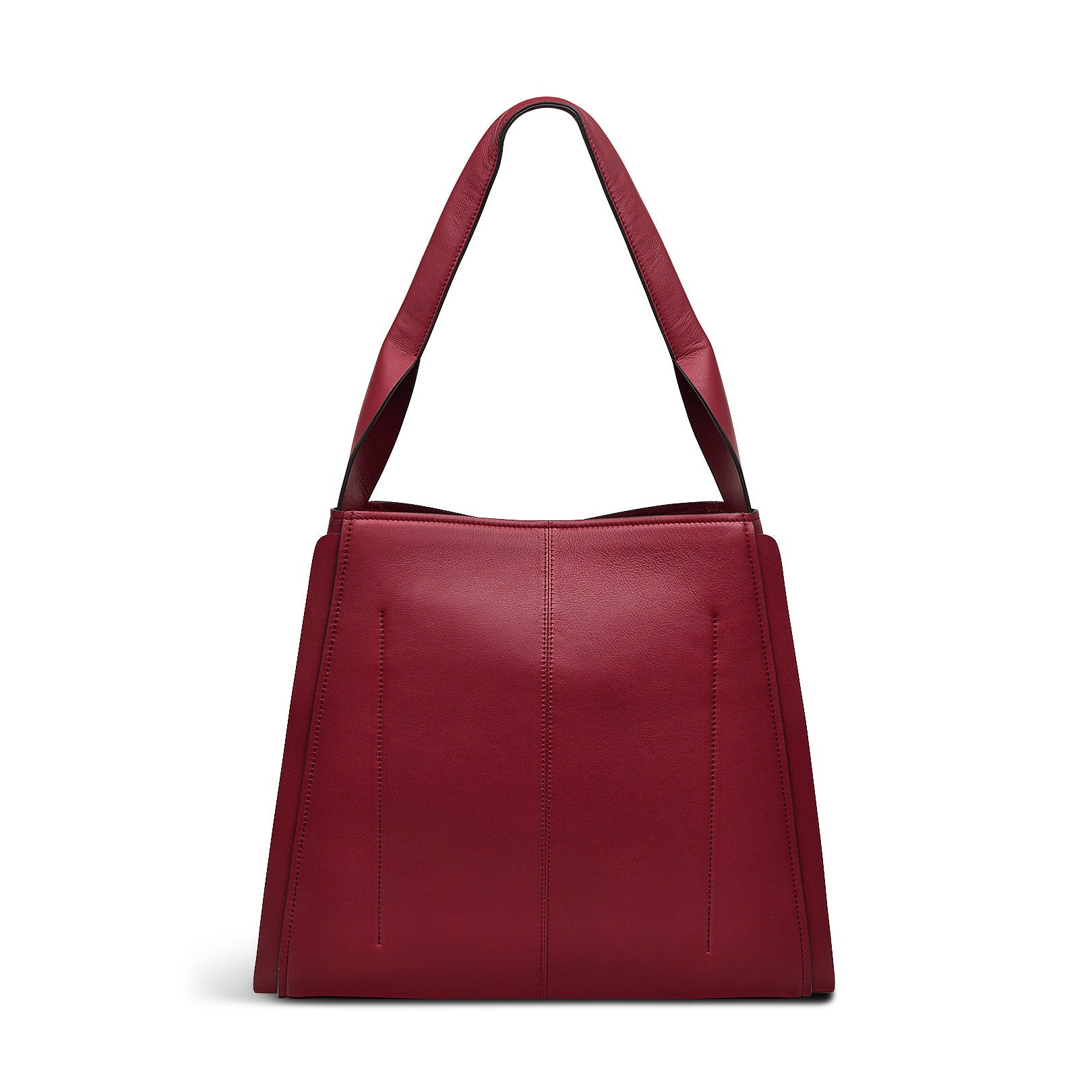 The Belgrave Leather Large Open Top Shoulder Bag in Cranberry - H2078604