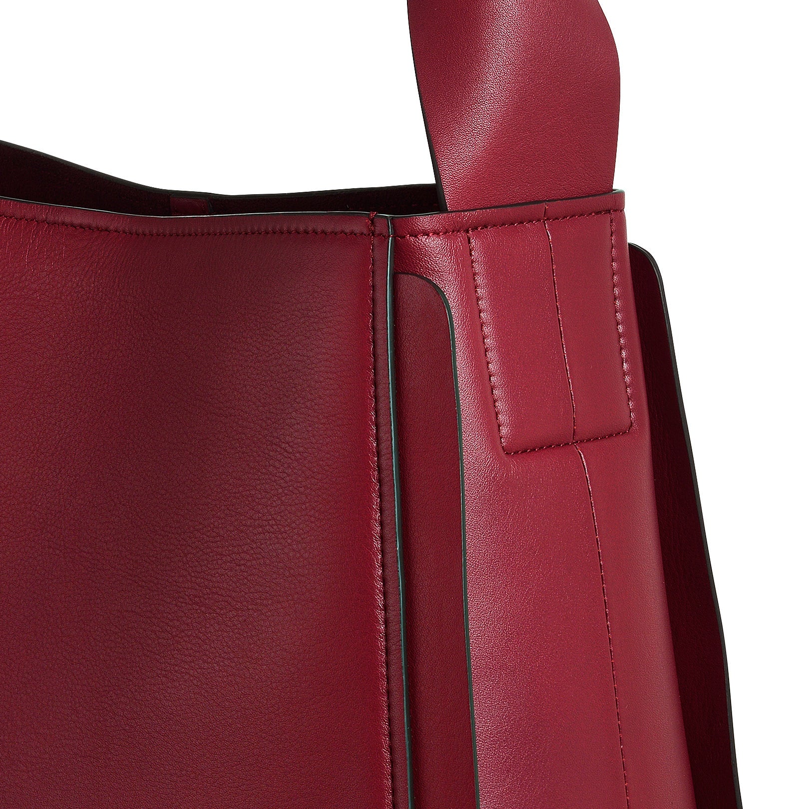 The Belgrave Leather Large Open Top Shoulder Bag in Cranberry - H2078604
