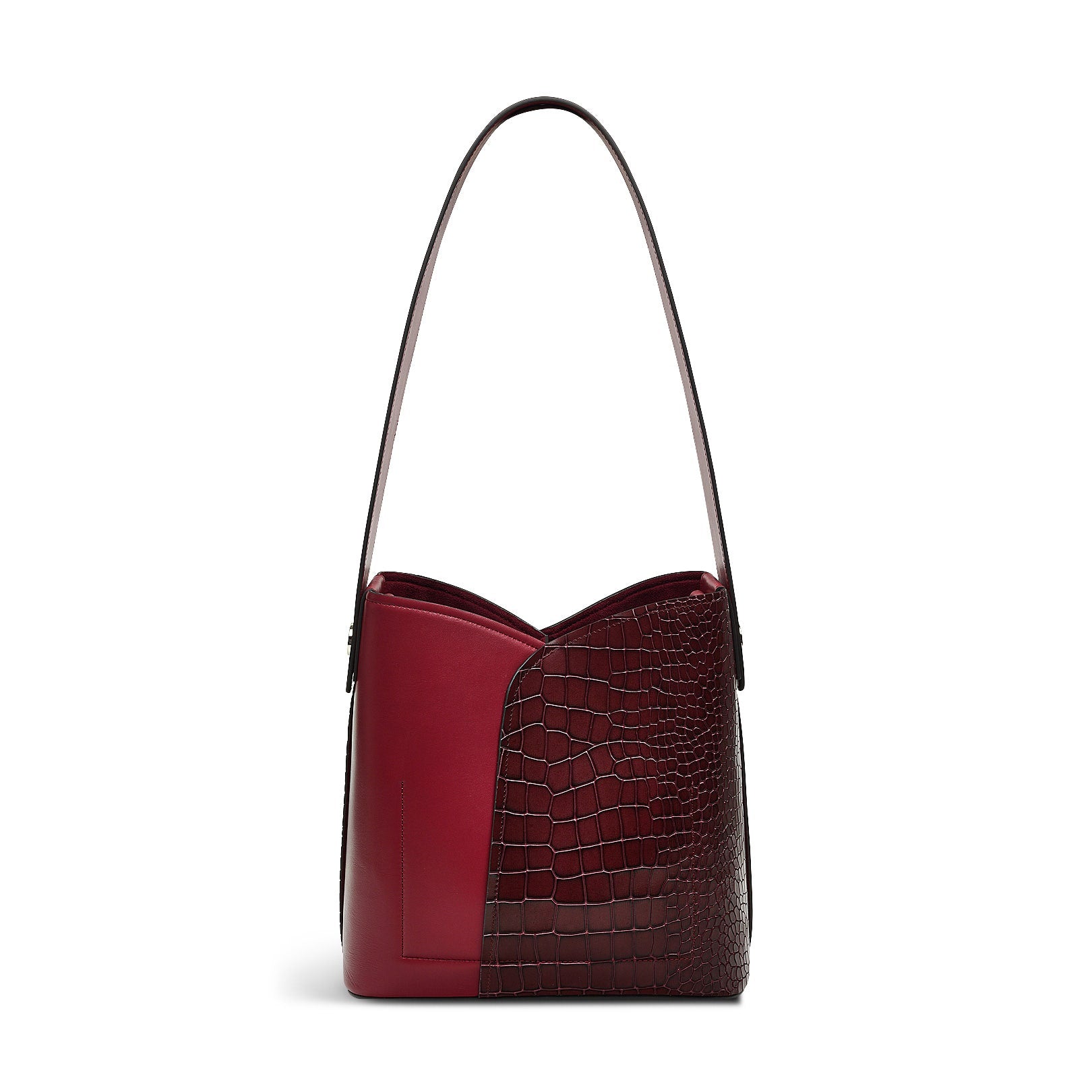 The Cordelia Leather Medium Open Top Shoulder Bag in Cranberry - H2081604