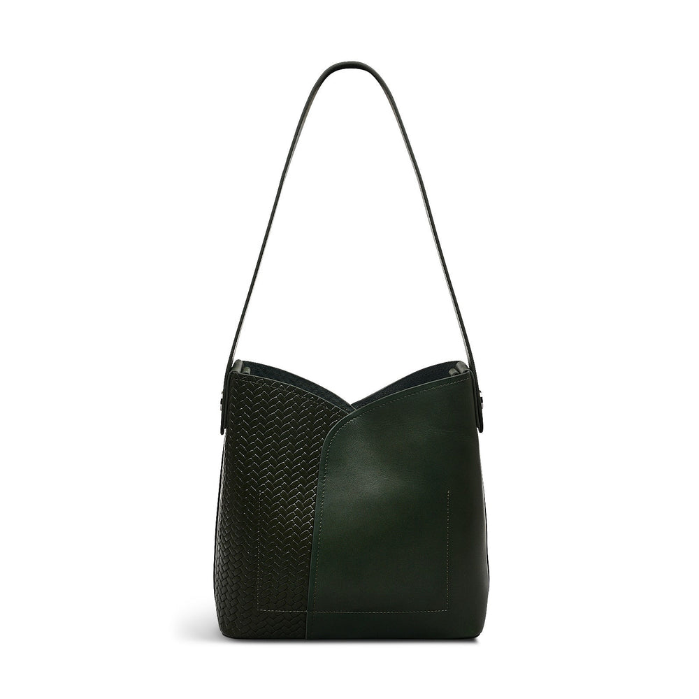 The Cordelia Leather Medium Open Top Shoulder Bag in Racing Green - H2082302