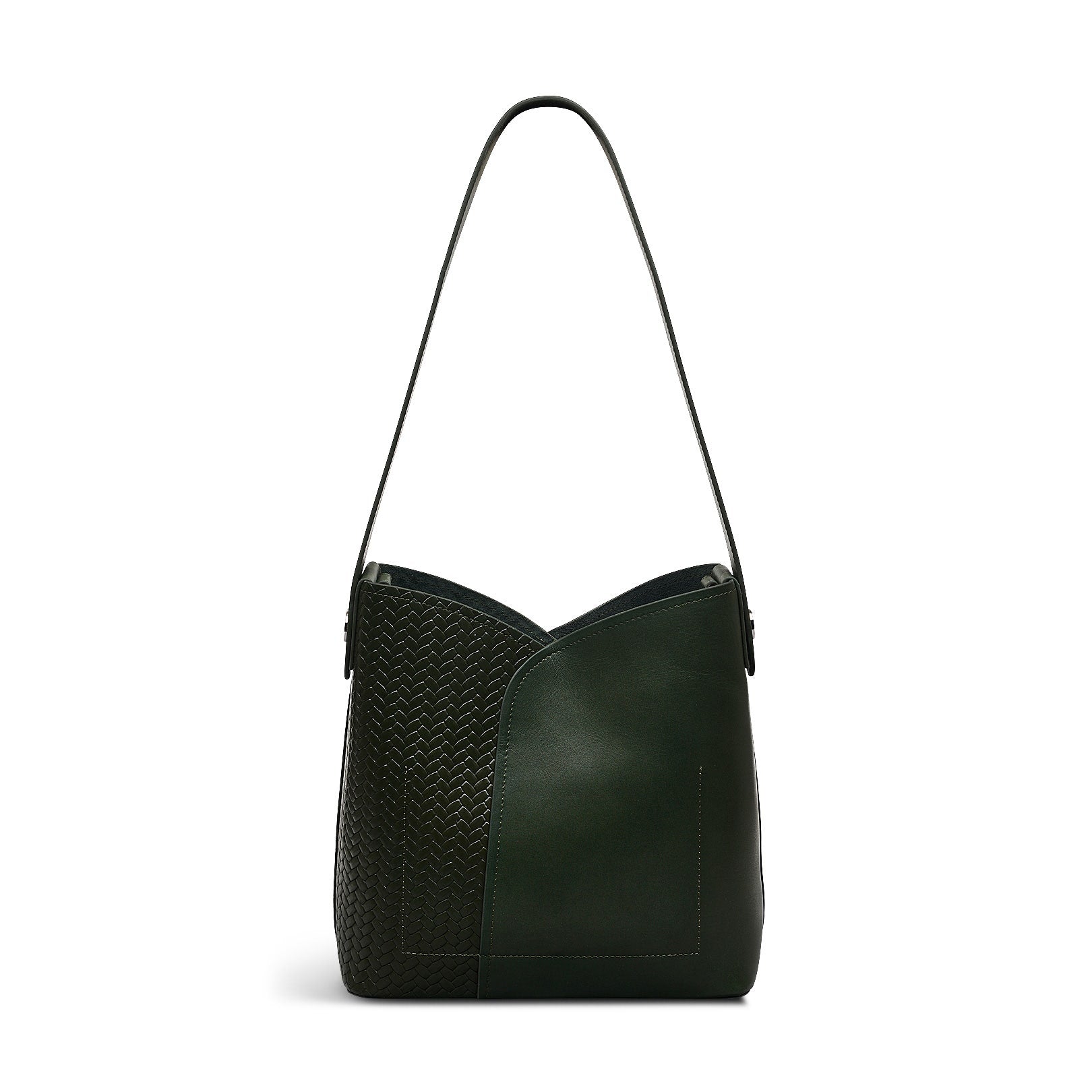 The Cordelia Leather Medium Open Top Shoulder Bag in Racing Green - H2082302