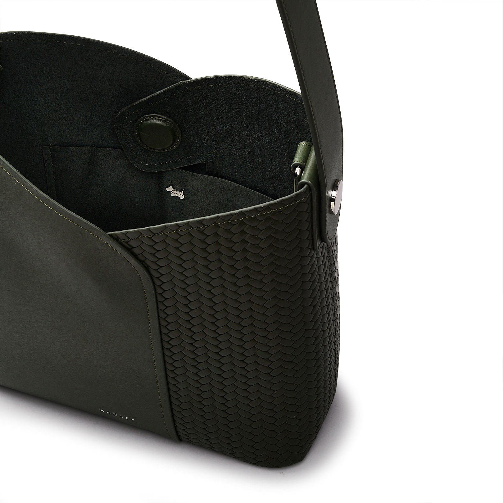 The Cordelia Leather Medium Open Top Shoulder Bag in Racing Green - H2082302