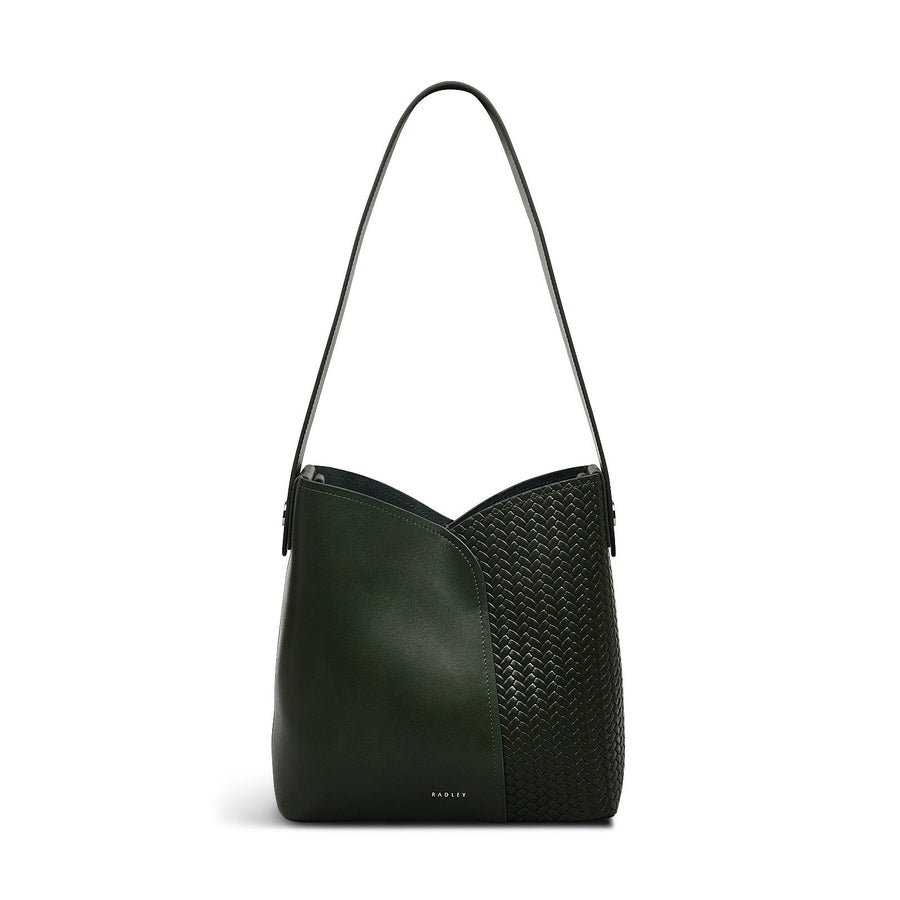 The Cordelia Leather Medium Open Top Shoulder Bag in Racing Green - H2082302