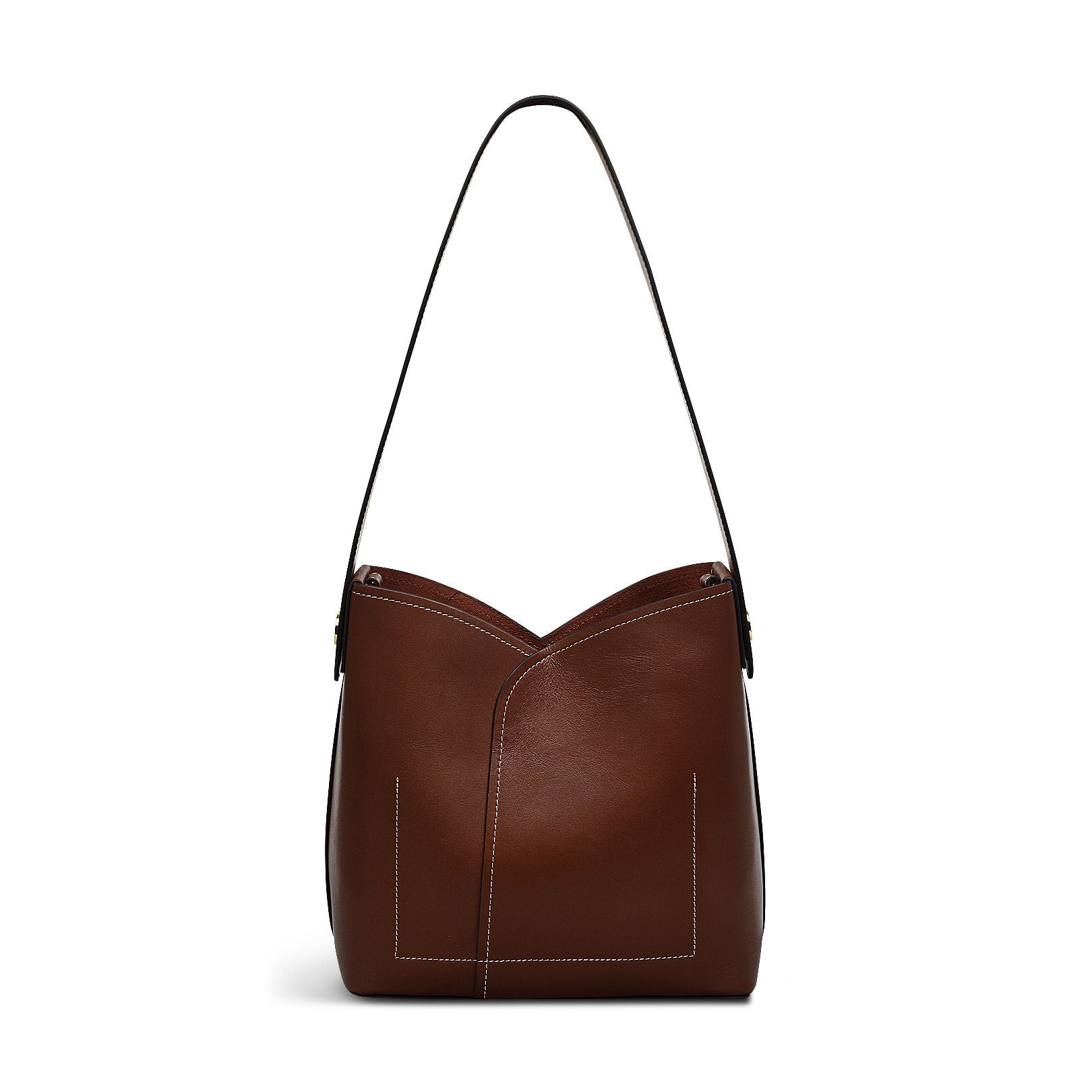 The Cordelia Leather Medium Open Top Shoulder Bag in Walnut - H2083208