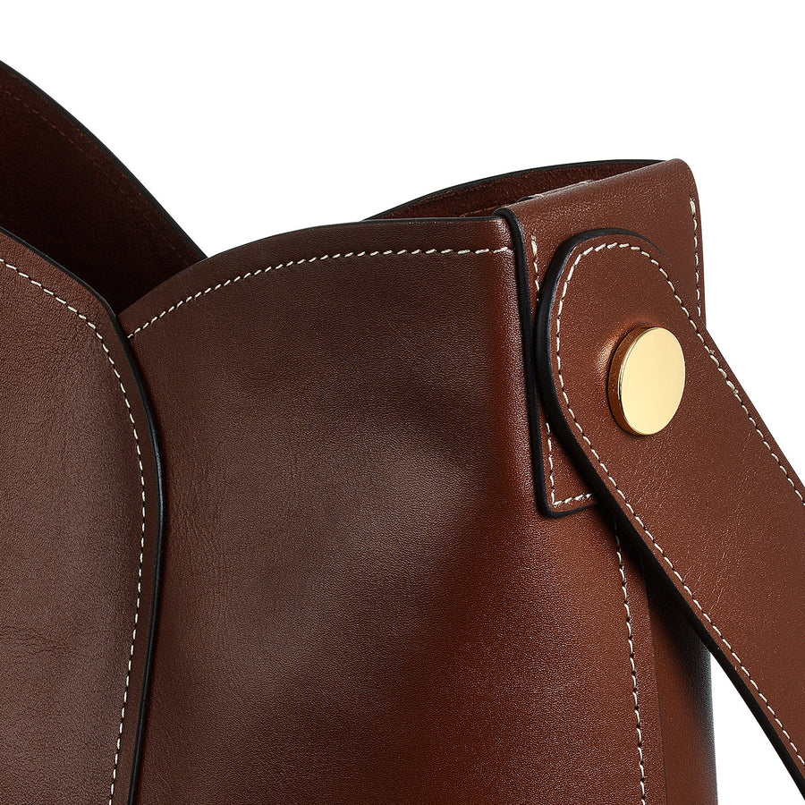 The Cordelia Leather Medium Open Top Shoulder Bag in Walnut - H2083208