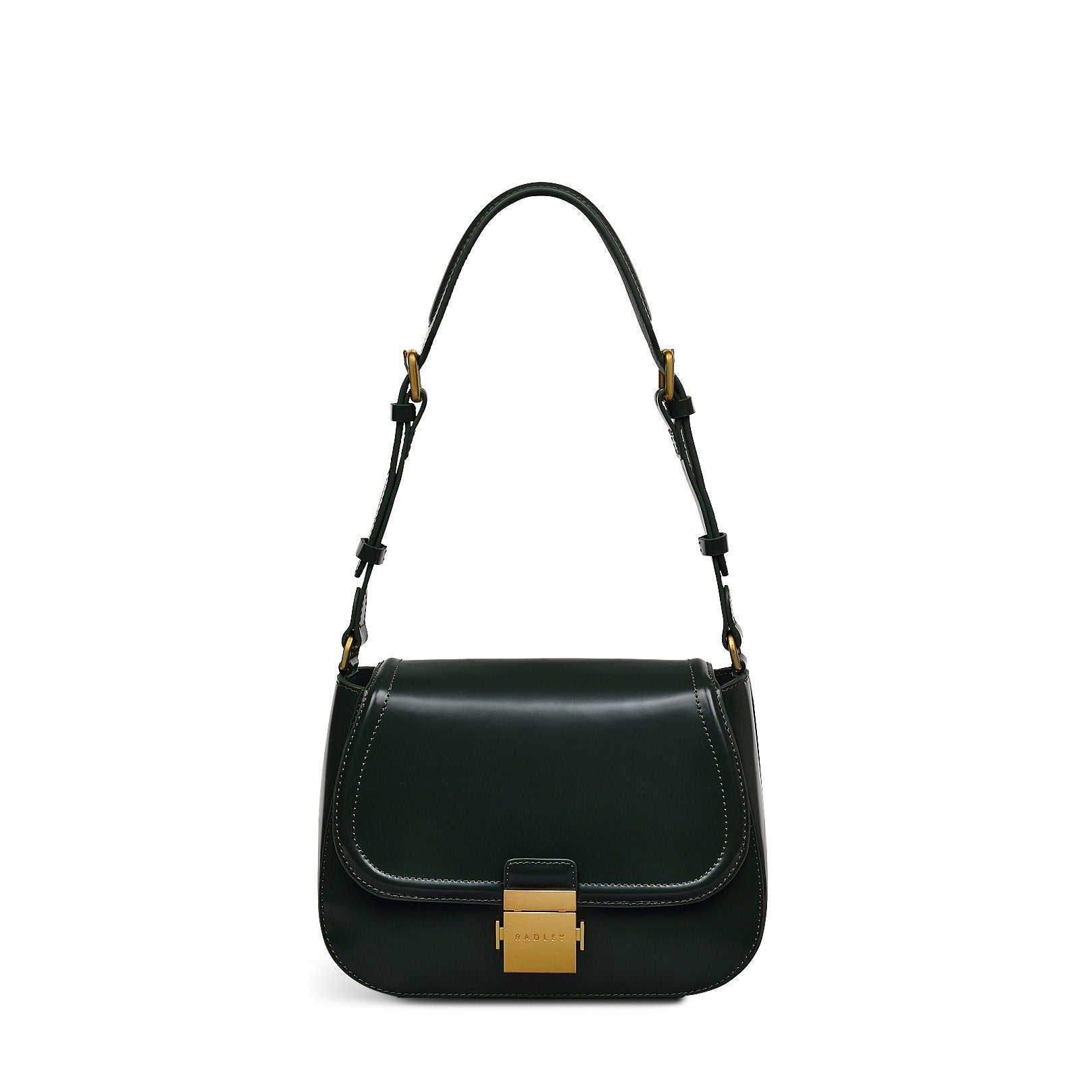 Newton Place Leather Medium Flapover Shoulder Bag in Racing Green - H2086302