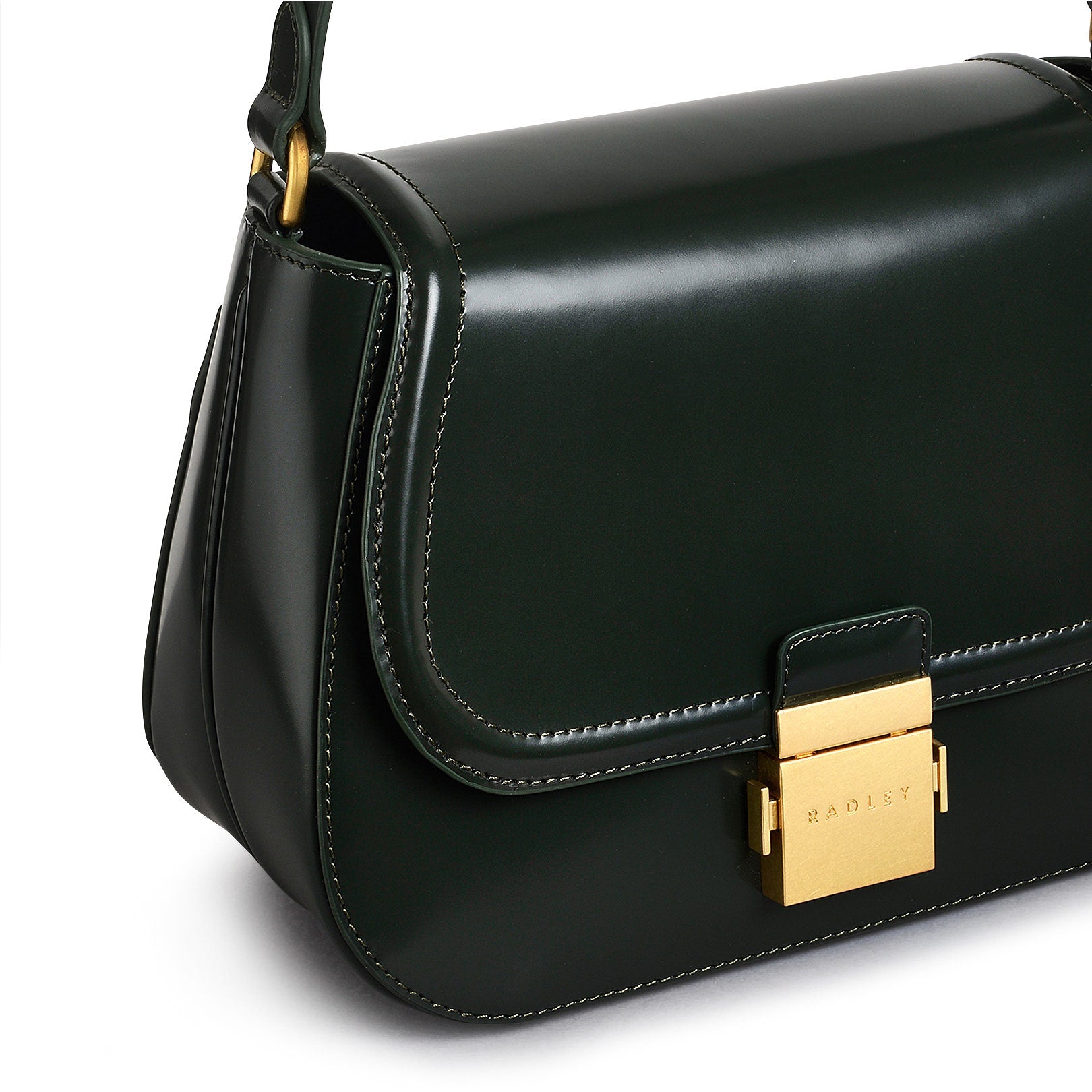 Newton Place Leather Medium Flapover Shoulder Bag in Racing Green - H2086302
