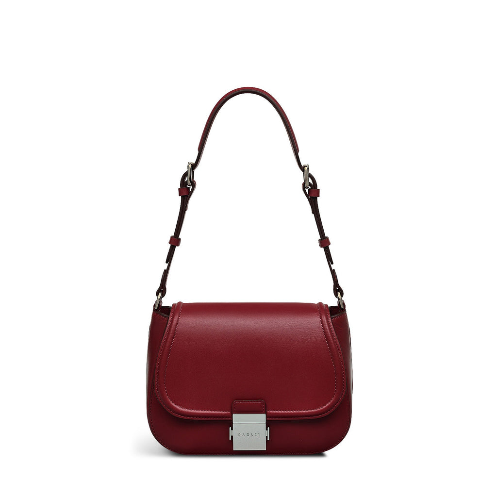 Newton Place Leather Medium Flapover Shoulder Bag in Cranberry - H2087604