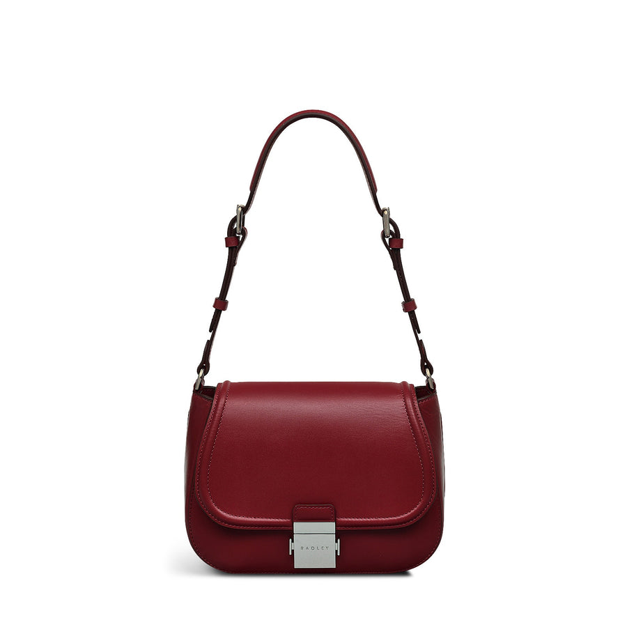 Newton Place Leather Medium Flapover Shoulder Bag in Cranberry - H2087604