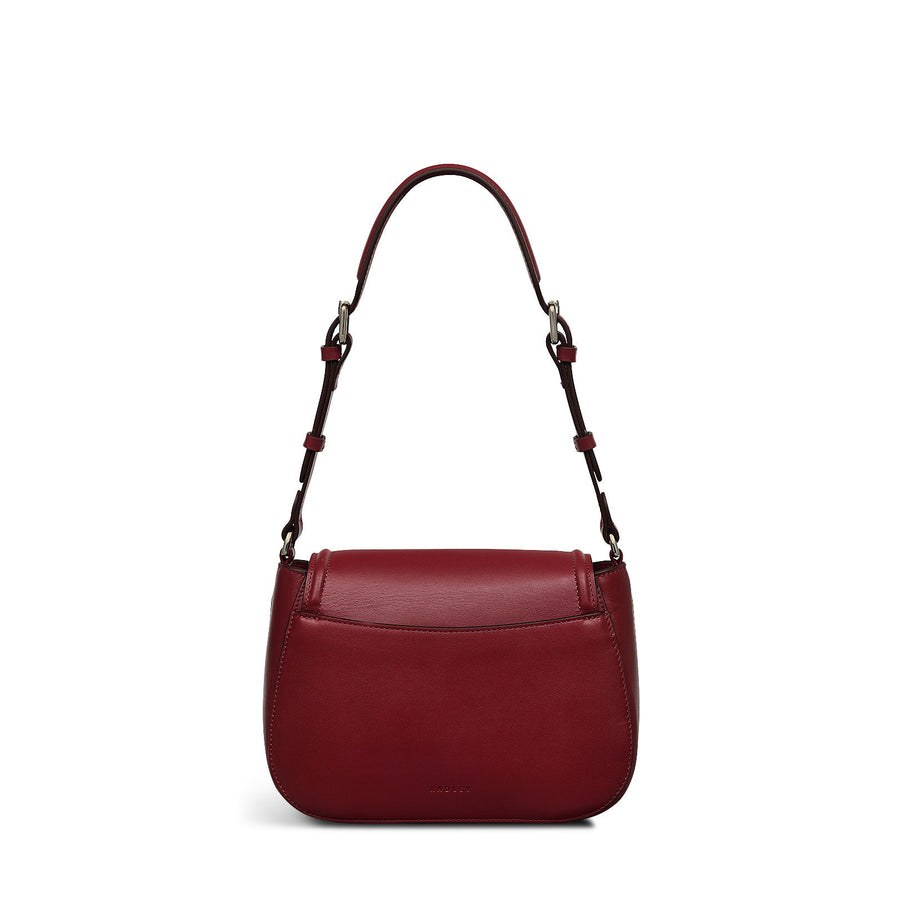 Newton Place Leather Medium Flapover Shoulder Bag in Cranberry - H2087604