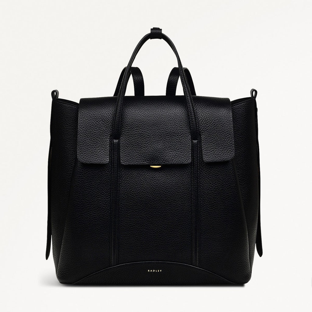 The Chancery Leather Medium Flapover Backpack in Black - H2089001