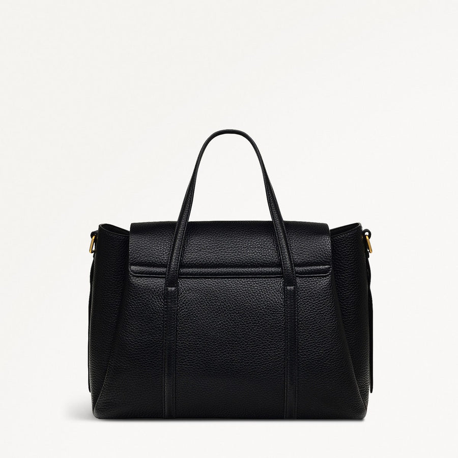 The Chancery Leather Medium Flapover Grab Bag in Black - H2090001
