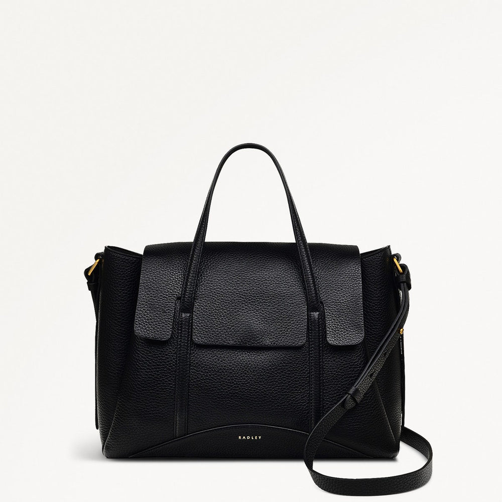 The Chancery Leather Medium Flapover Grab Bag in Black - H2090001