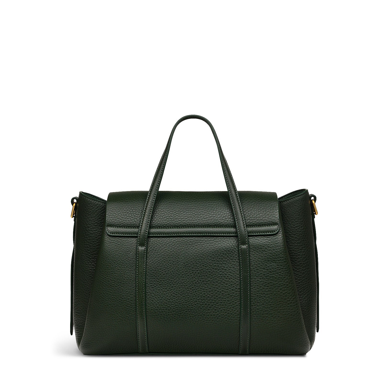 The Chancery Leather Medium Flapover Satchel Bag in Racing Green - H2091302