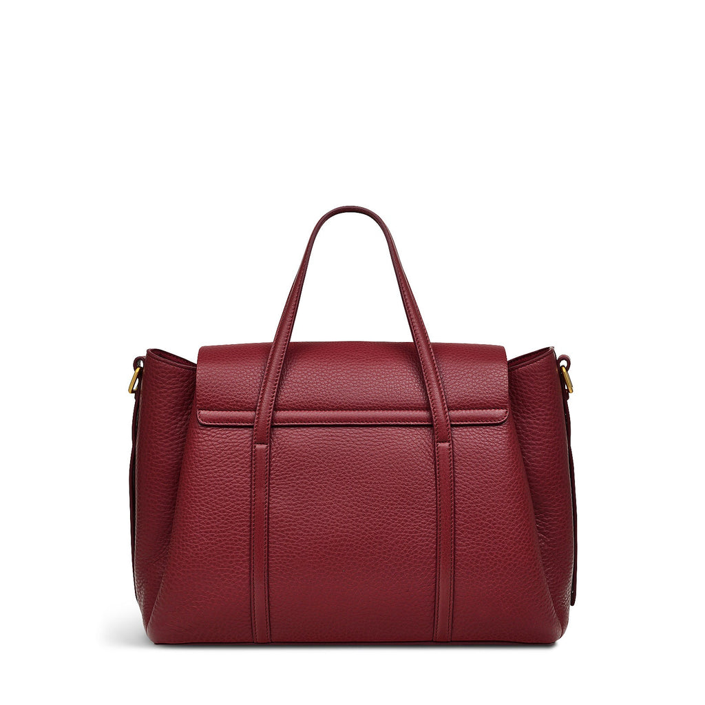 The Chancery Leather Medium Flapover Satchel Bag in Cranberry - H2092604