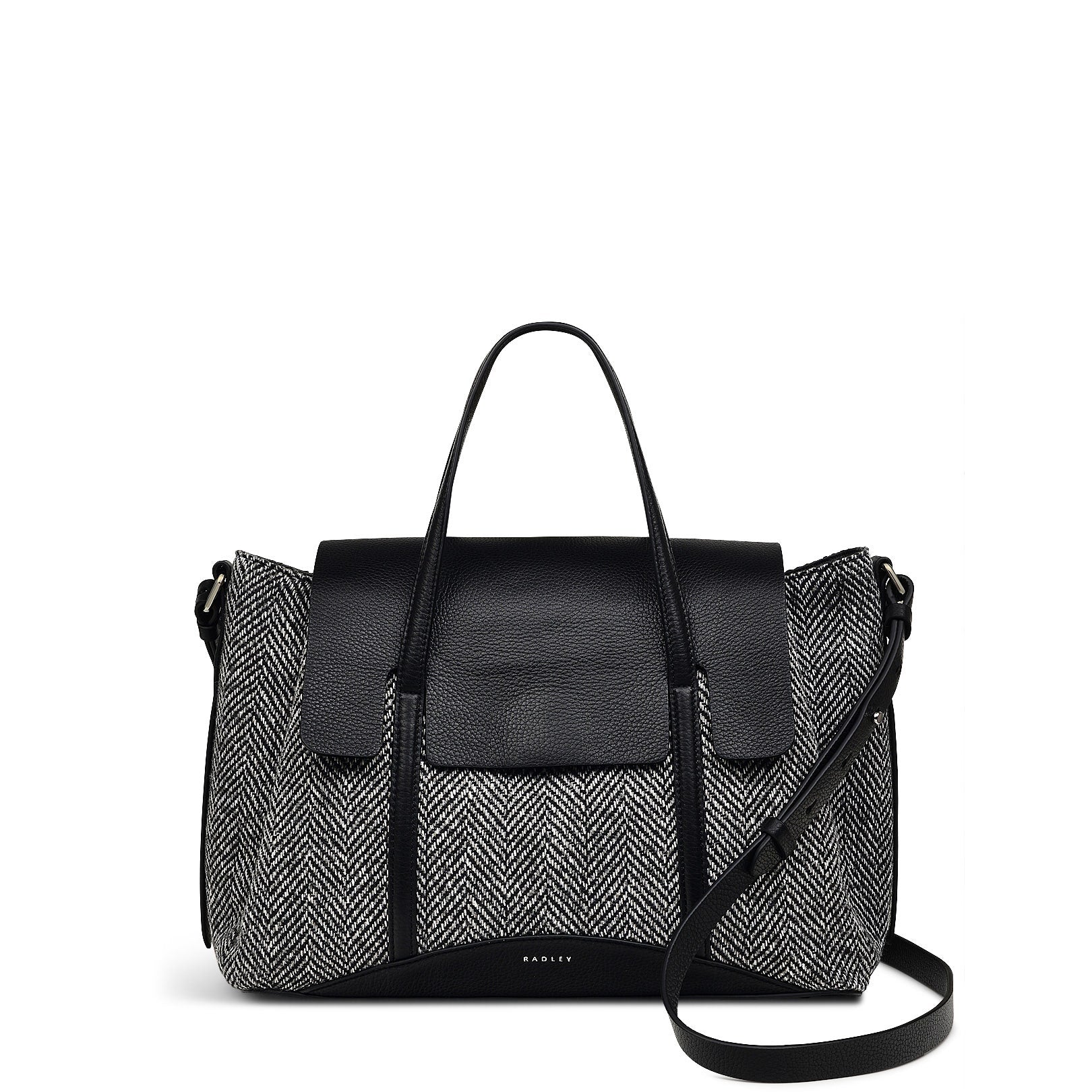 The Chancery Leather Medium Flapover Satchel Bag in Black - H2093001