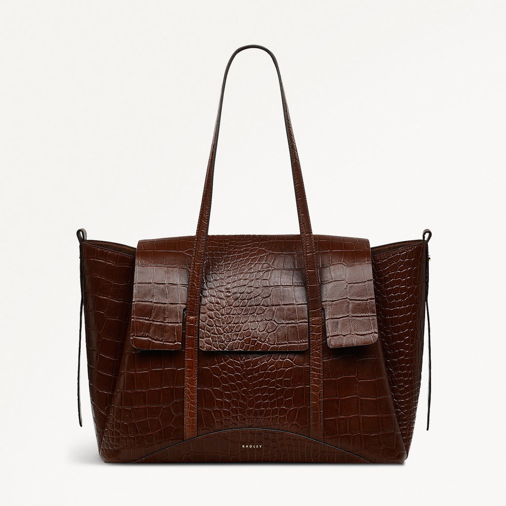 The Chancery Leather Large Flapover Shoulder Bag in Walnut - H2094208