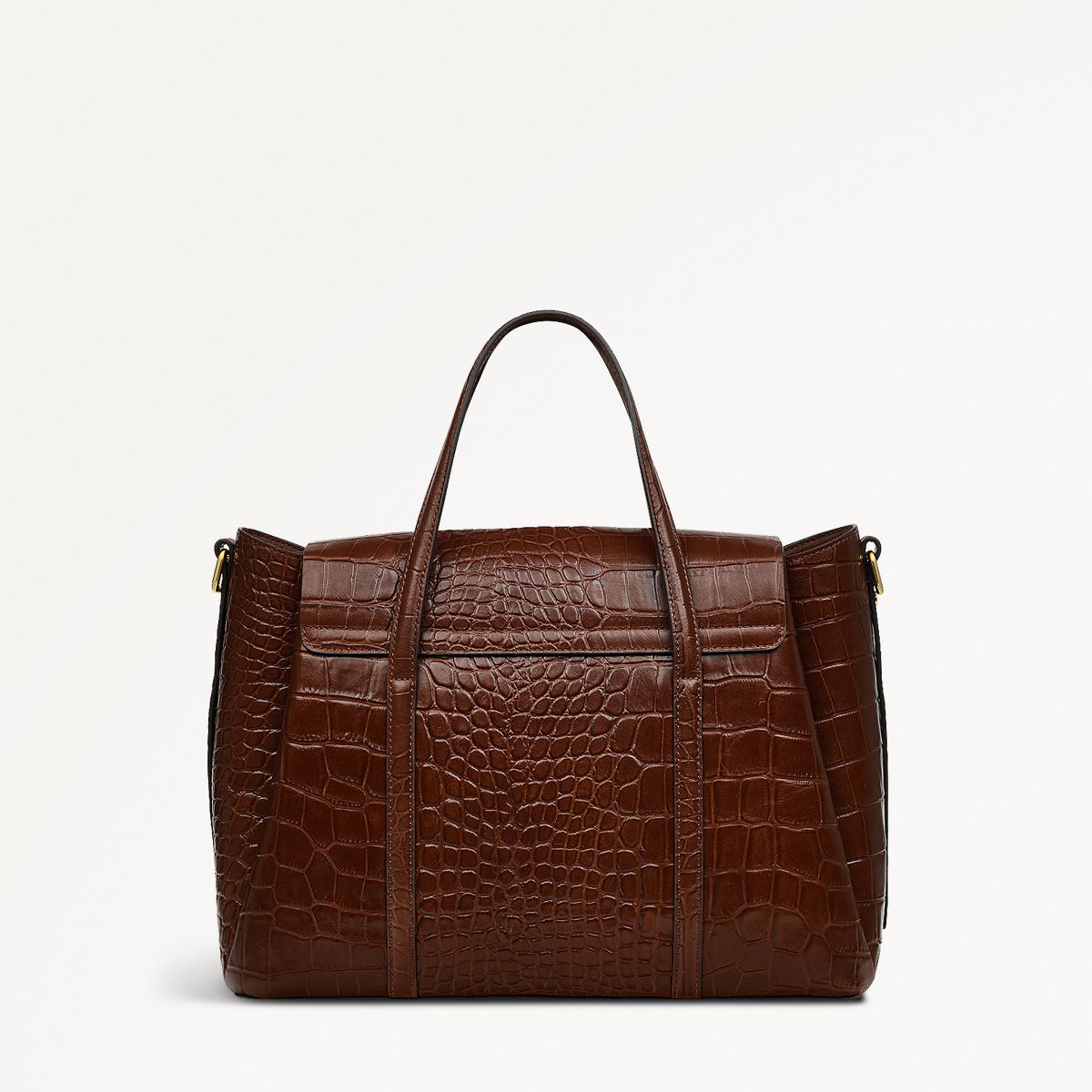 The Chancery Leather Medium Flapover Grab Bag in Walnut - H2096208