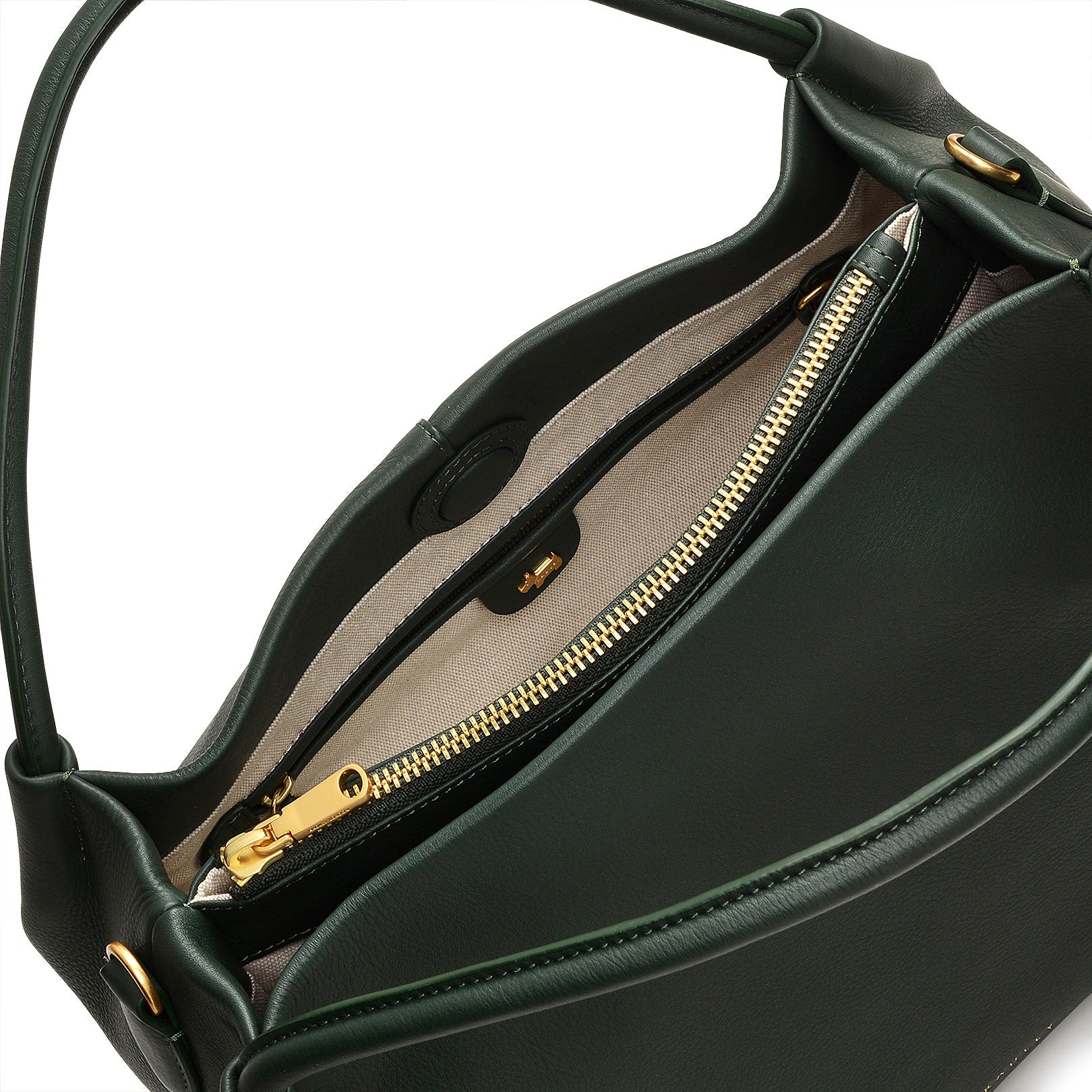 Ivydale Road Leather Medium Ziptop Satchel Bag in Racing Green - H2097302