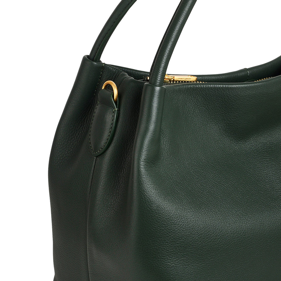 Ivydale Road Leather Medium Ziptop Satchel Bag in Racing Green - H2097302