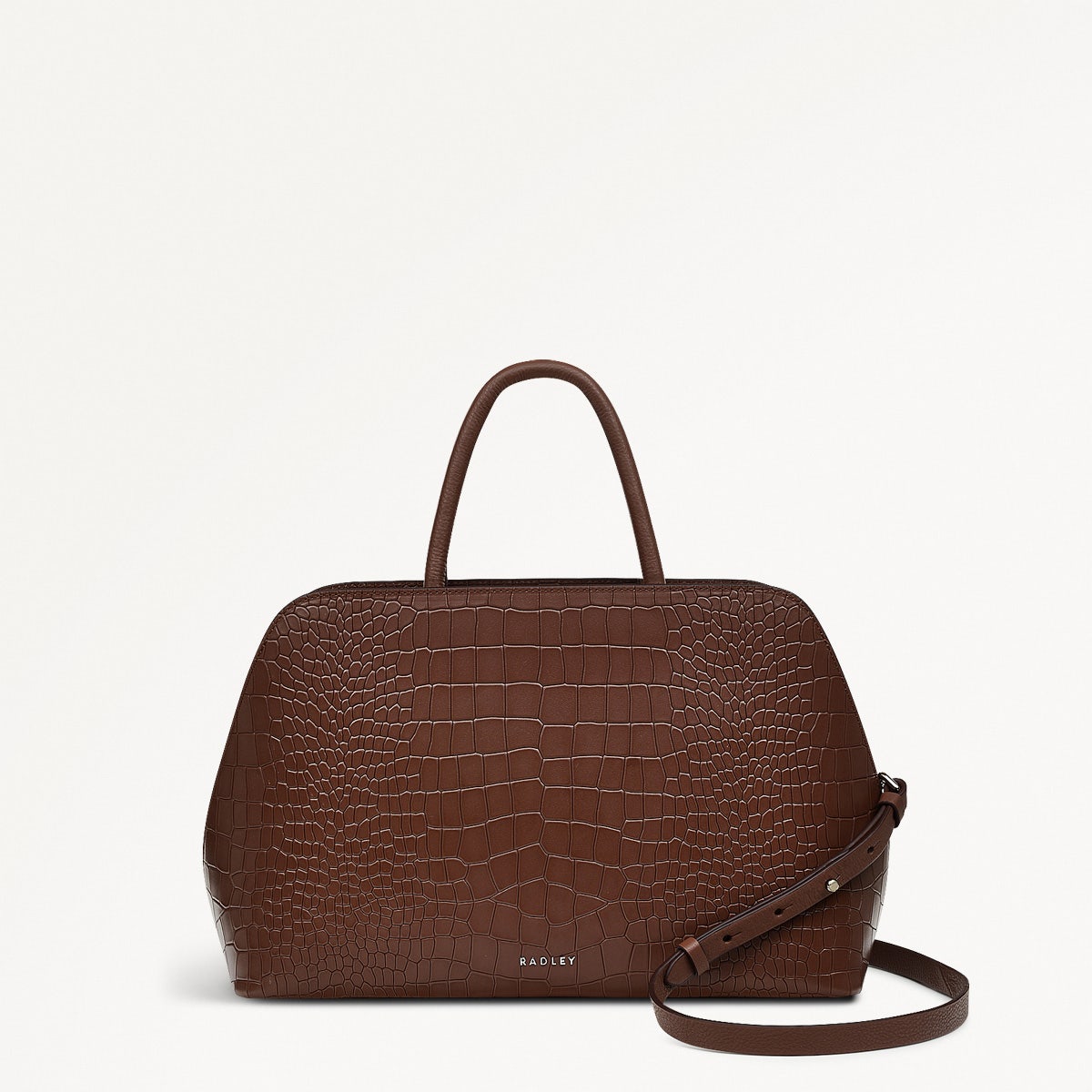 Liverpool Street Leather Medium Ziptop Grab Bag in Walnut - H2102208