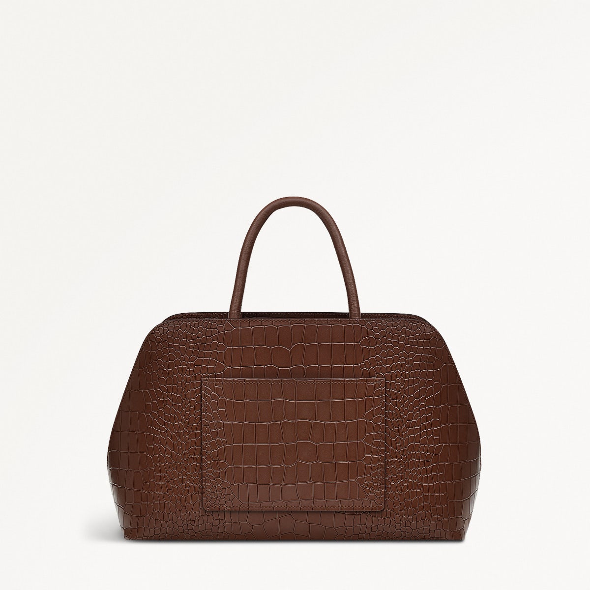 Liverpool Street Leather Medium Ziptop Grab Bag in Walnut - H2102208