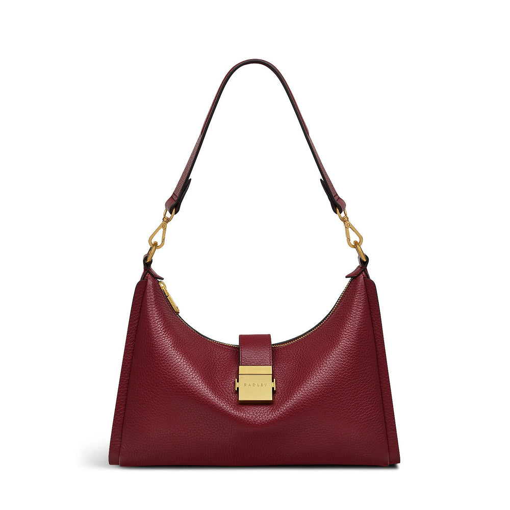 Sloane Street Leather Medium Ziptop Shoulder Bag in Cranberry - H2105604