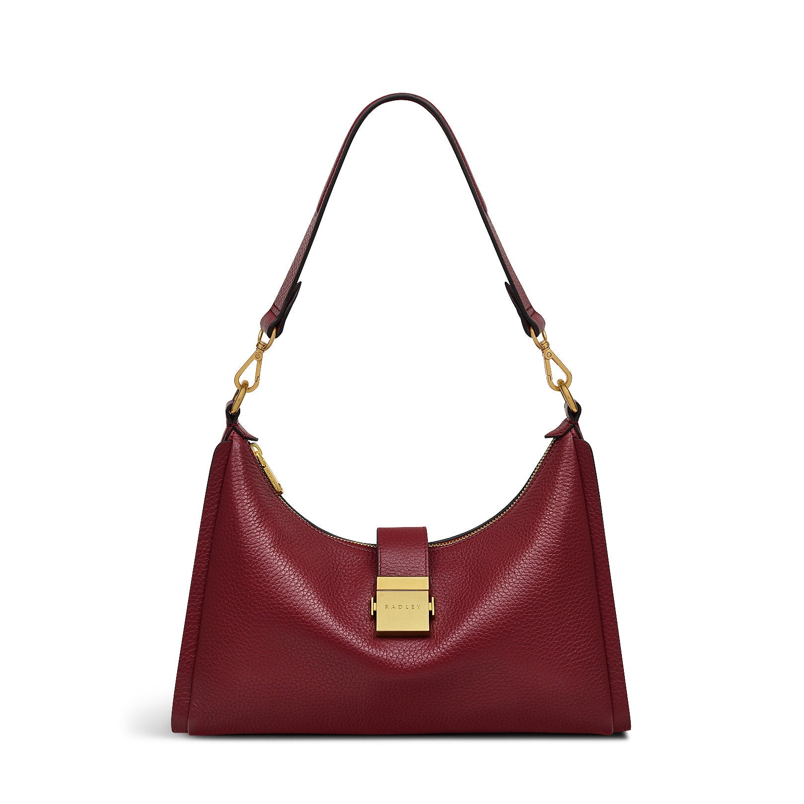 Sloane Street Leather Medium Ziptop Shoulder Bag in Cranberry - H2105604