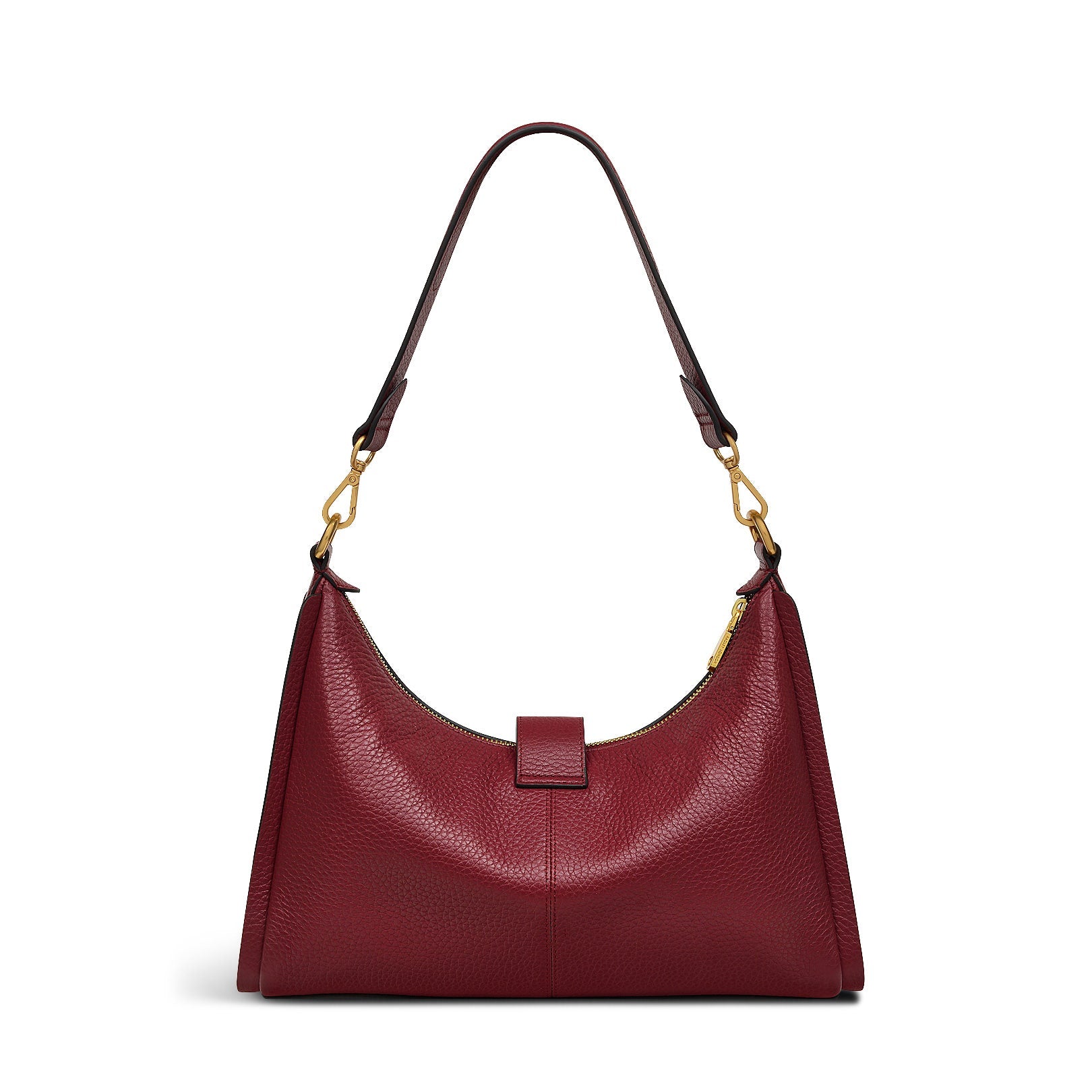 Sloane Street Leather Medium Ziptop Shoulder Bag in Cranberry - H2105604