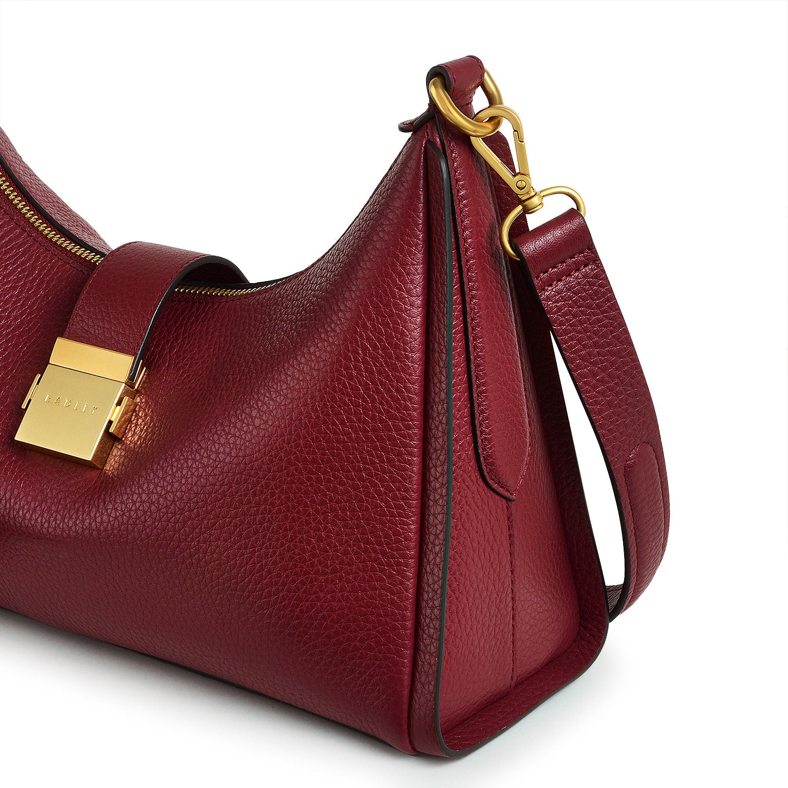 Sloane Street Leather Medium Ziptop Shoulder Bag in Cranberry - H2105604