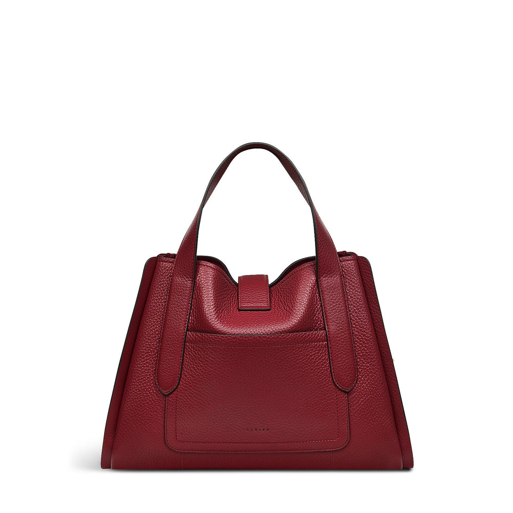 Sloane Street Leather Medium Ziptop Satchel Bag in Cranberry - H2107604