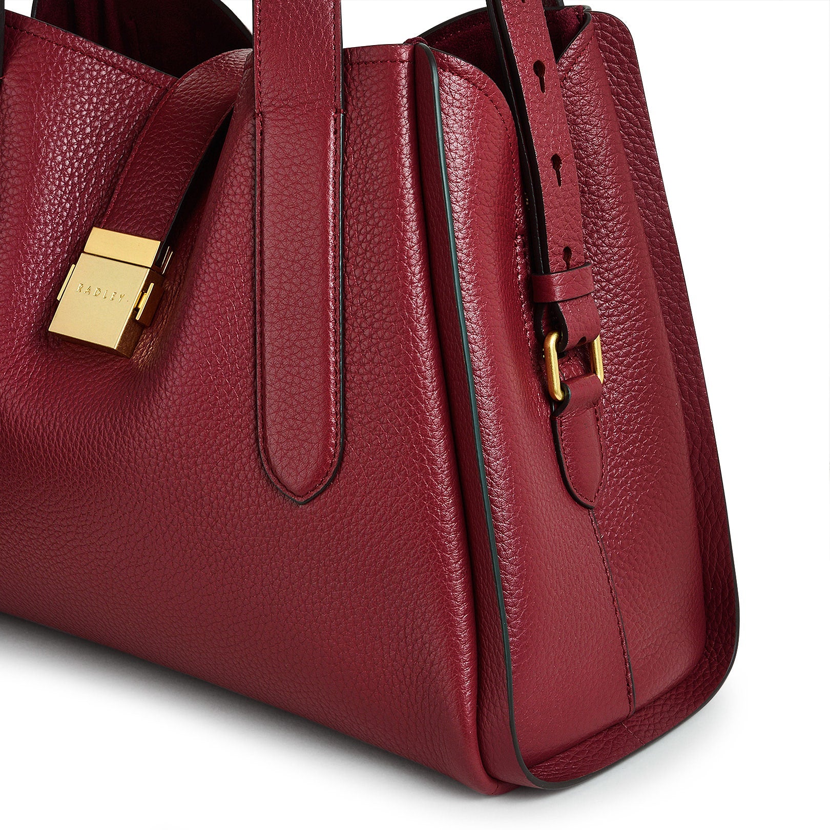 Sloane Street Leather Medium Ziptop Satchel Bag in Cranberry - H2107604