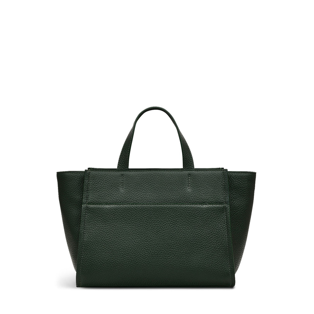 Oak Street Leather Medium Ziptop Grab Bag in Racing Green - H2109302