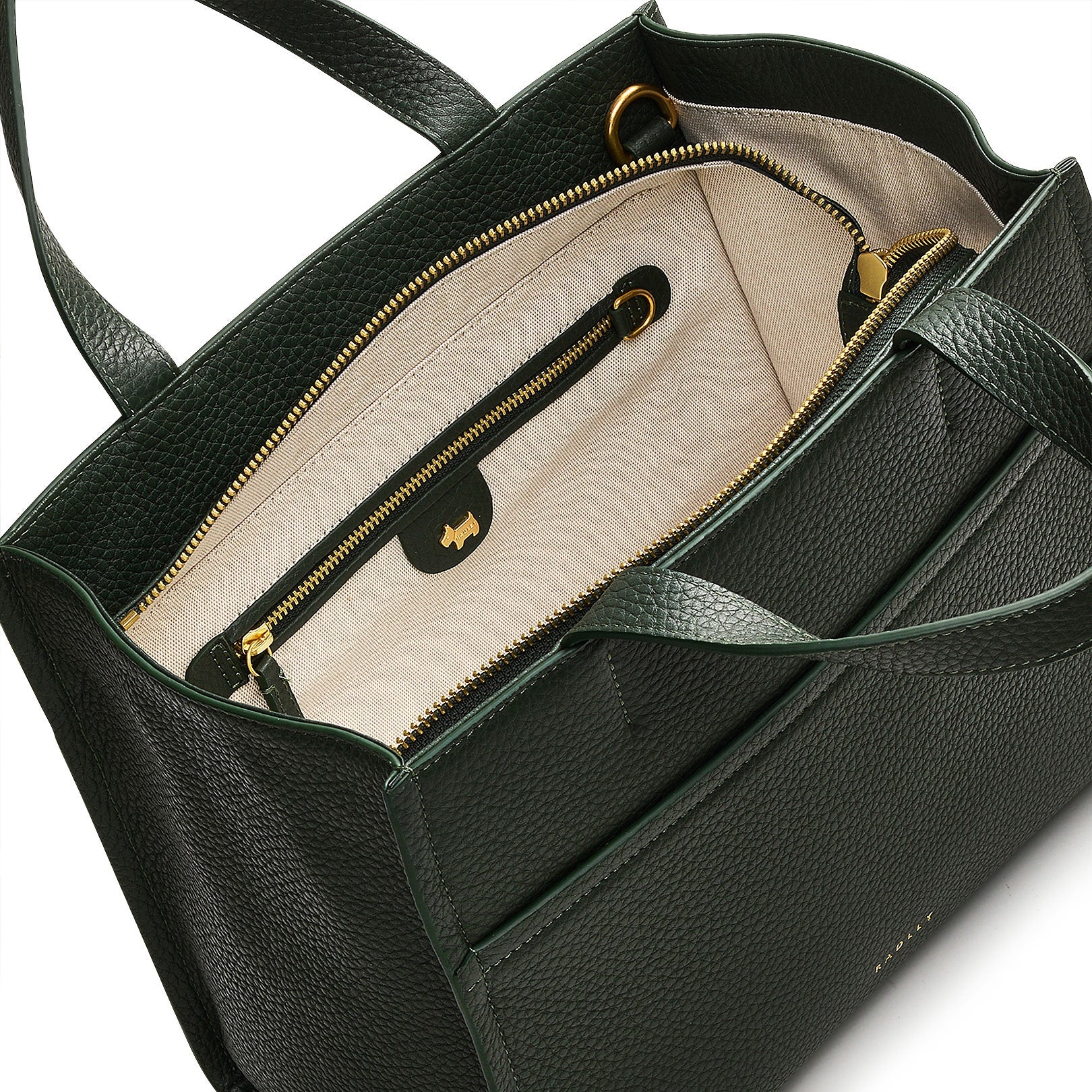 Oak Street Leather Medium Ziptop Grab Bag in Racing Green - H2109302