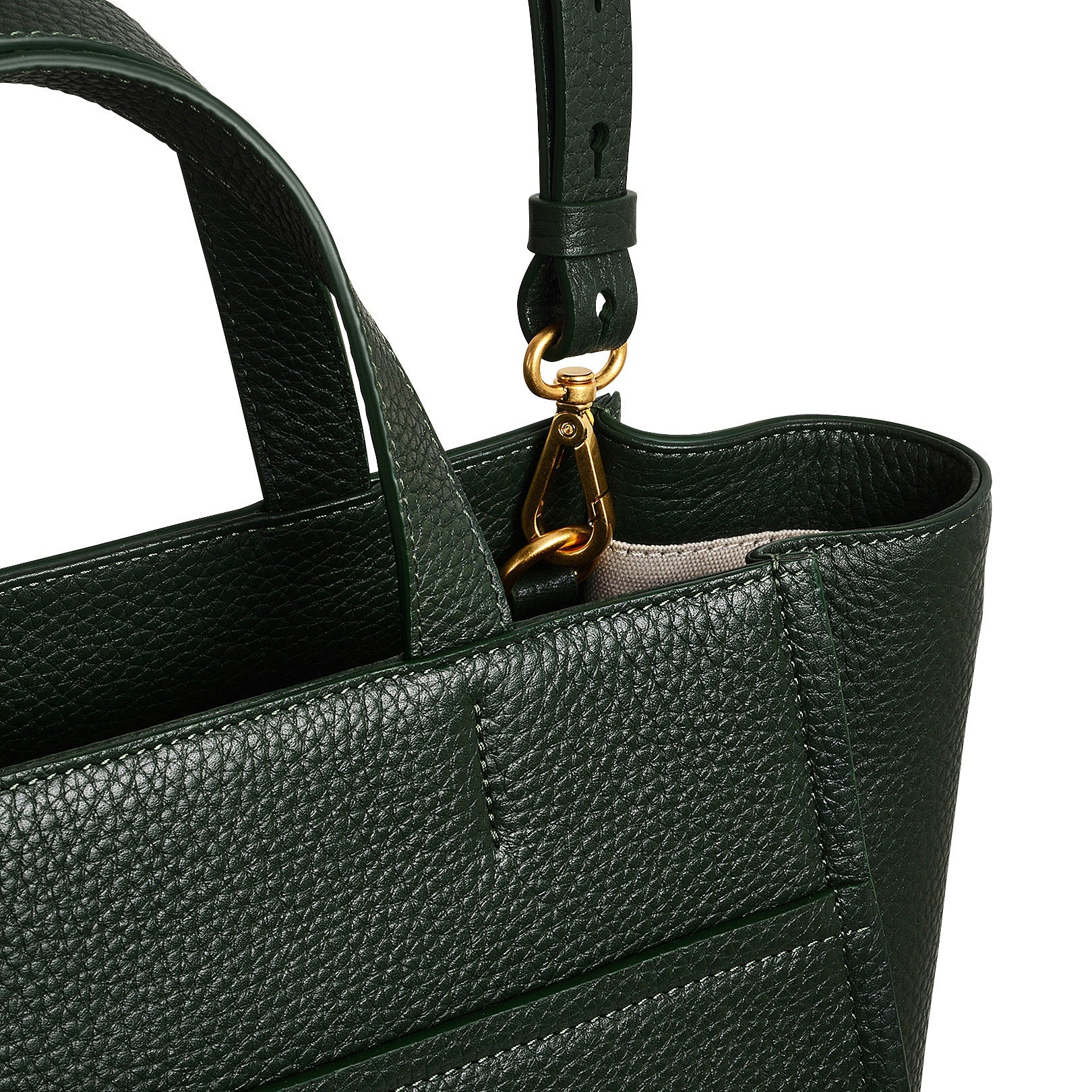 Oak Street Leather Medium Ziptop Grab Bag in Racing Green - H2109302