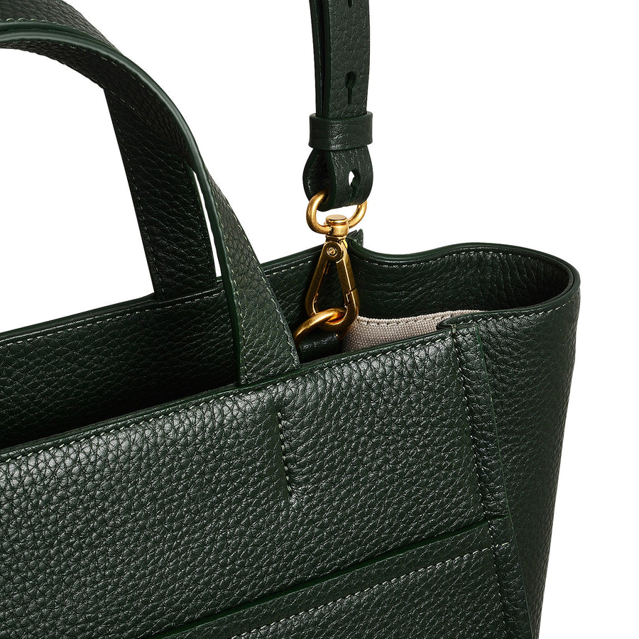 Oak Street Leather Medium Ziptop Satchel Bag in Racing Green - H2109302