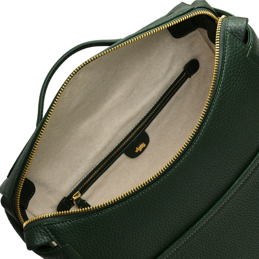 Oak Street Leather Medium Ziptop Backpack in Racing Green - H2110302