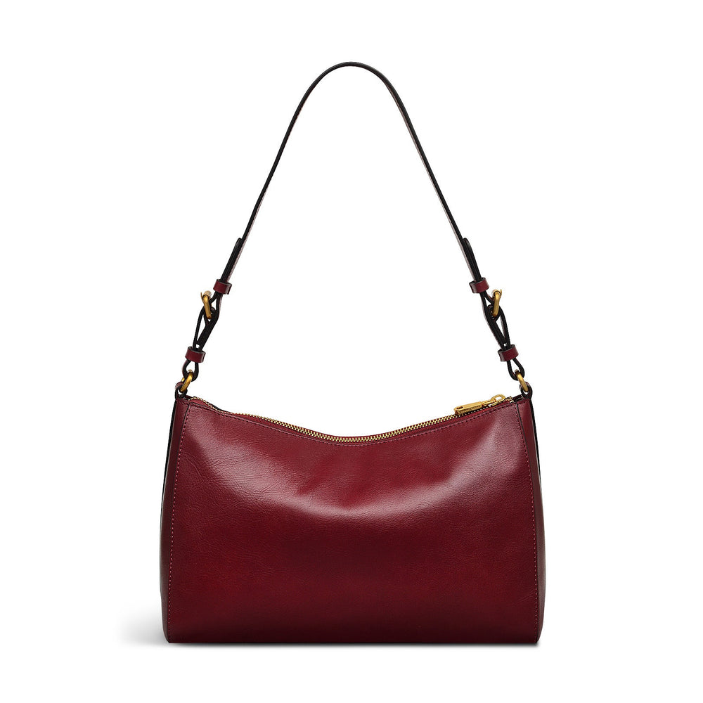 Dukes Place Leather Medium Ziptop Shoulder Bag in Cranberry - H2115604